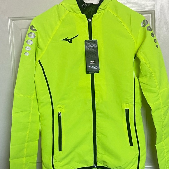 Mizuno Jackets & Blazers - Mizuno Neon Yellow Hooded Lightweight Utility Jacket with Black Accents